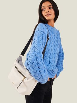 Accessorize London - Women's Cream Slouchy Webbing Strap Bag (M)