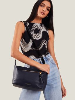 Accessorize London - Women's Navy Blue Slouchy Webbing Strap Bag (M)