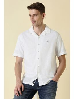 Allen Solly - White Cotton Solid Shirt