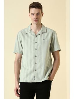 Allen Solly - Green Cotton Textured Shirt