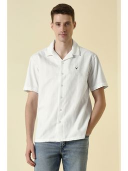 Allen Solly - White Cotton Textured Shirt
