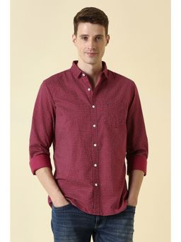 Allen Solly - Maroon Cotton Printed Shirt