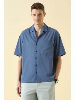 Allen Solly - Blue Viscose Blend Solid Shirt