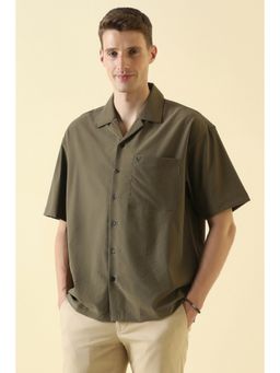 Allen Solly - Olive Viscose Blend Solid Shirt