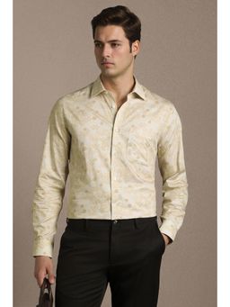 Louis Philippe - Beige Cotton Printed Shirt