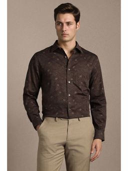 Louis Philippe - Brown Cotton Printed Shirt