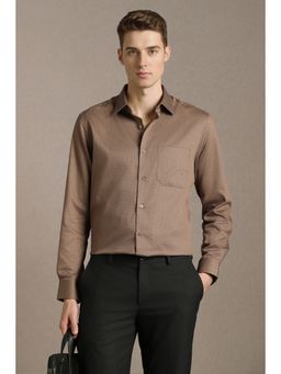 Louis Philippe - Brown Cotton Textured Shirt