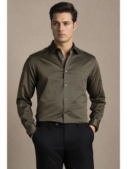 Louis Philippe - Olive Cotton Textured Shirt