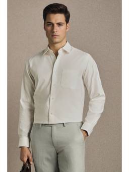 Louis Philippe - White Cotton Textured Shirt