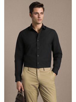 Louis Philippe - Black Cotton Solid Shirt