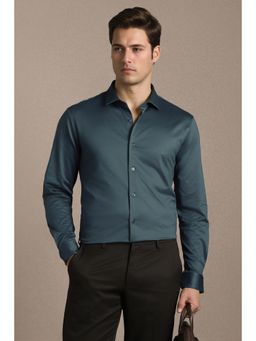 Louis Philippe - Green Cotton Solid Shirt