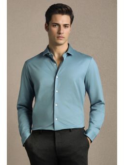 Louis Philippe - Blue Cotton Solid Shirt