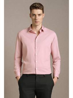 Louis Philippe - Pink Polyester Blend Solid Shirt
