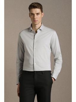 Louis Philippe - Grey Cotton Textured Shirt