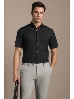 Louis Philippe - Black Cotton Blend Solid Shirt