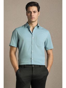 Louis Philippe - Blue Polyester Blend Solid Shirt