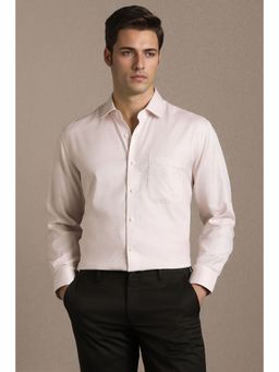 Louis Philippe - Beige Cotton Blend Stripes Shirt
