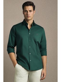 Louis Philippe - Green Cotton Solid Shirt