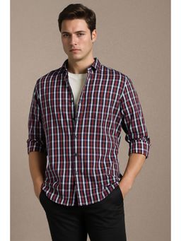Louis Philippe - Red Cotton Checks Shirt
