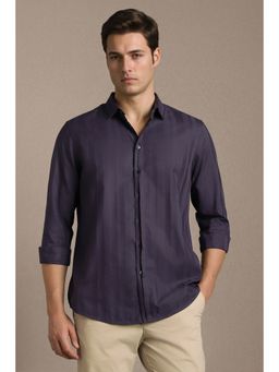Louis Philippe - Purple Polyester Blend Textured Shirt