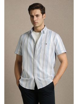 Louis Philippe - Blue Cotton Stripes Shirt