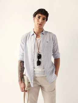 The Bear House - Blue Cotton Stripes Shirt