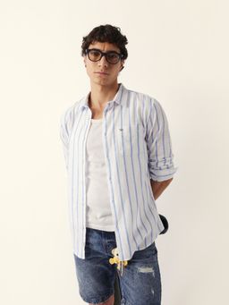 The Bear House - Blue Cotton Stripes Shirt