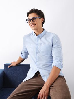 The Bear House - Blue Cotton Stripes Shirt