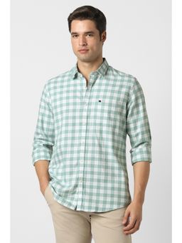 Peter England - Green Cotton Checks Shirt