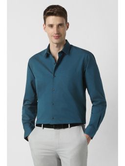 Peter England - Teal Cotton Solid Shirt