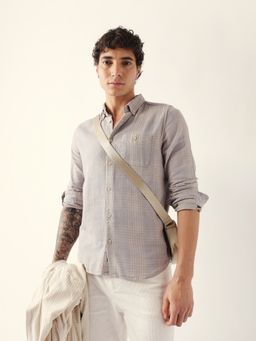 The Bear House - Beige Cotton Stripes Shirt