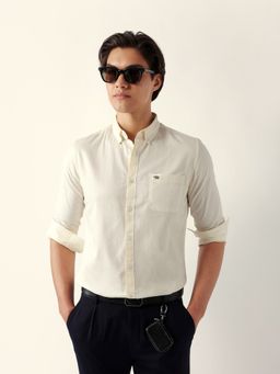 The Bear House - Cream Cotton Solid Shirt