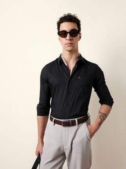 The Bear House - Black Cotton Solid Shirt
