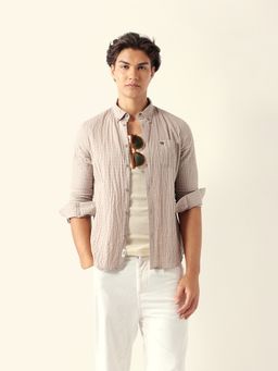 The Bear House - Beige Cotton Checks Shirt