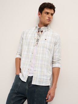 The Bear House - Cream Cotton Checks Shirt