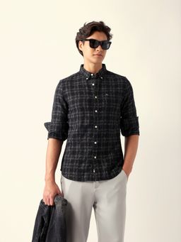 The Bear House - Black Cotton Checks Shirt