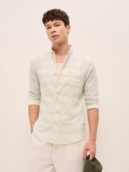 The Bear House - Beige Cotton Stripes Shirt