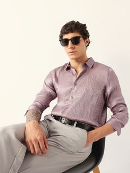 The Bear House - Purple Viscose Rayon Solid Shirt