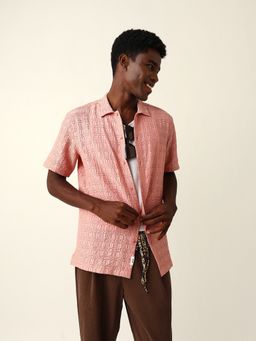 The Bear House - Pink Nylon Textured Shirt
