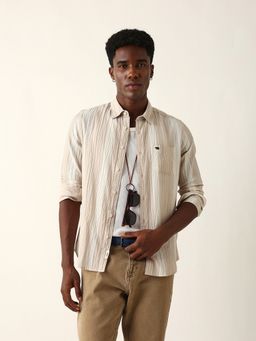 The Bear House - Beige Cotton Textured Shirt