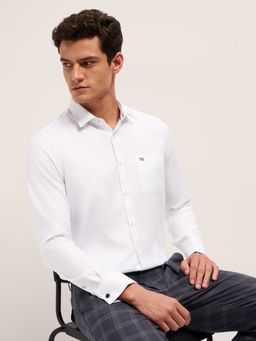 The Bear House - White Polyester Solid Shirt