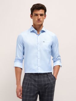 The Bear House - Blue Polyester Solid Shirt
