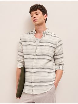 The Bear House - Grey Cotton Stripes Shirt