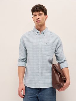 The Bear House - Blue Polyester Checks Shirt