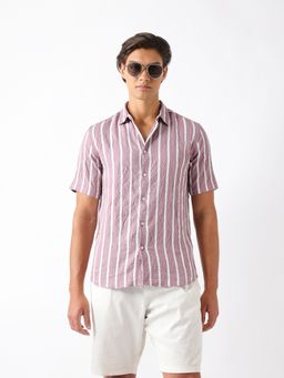 The Bear House - Pink Viscose Rayon Stripes Shirt