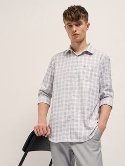 The Bear House - Grey Polyester Checks Shirt