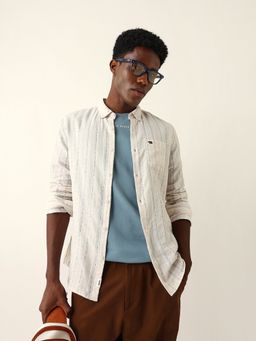 The Bear House - Cream Cotton Stripes Shirt