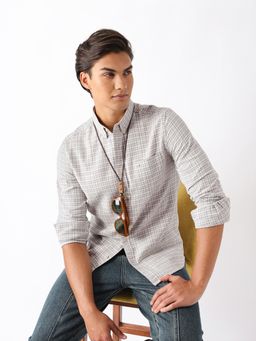 The Bear House - Grey Cotton Checks Shirt