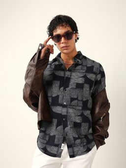 The Bear House - Black Viscose Rayon Printed Shirt