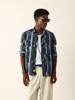 The Bear House - Blue Viscose Rayon Printed Shirt